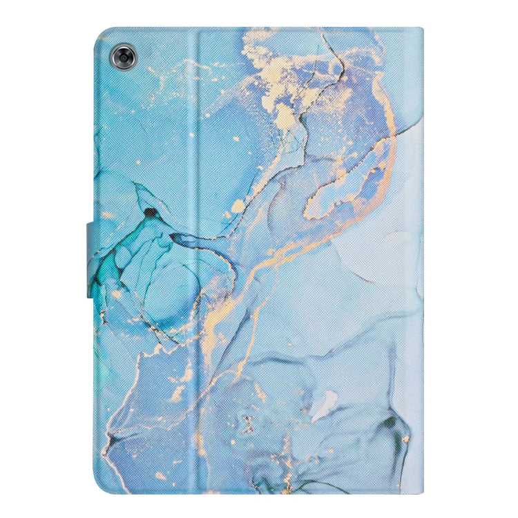 For Huawei MatePad T10s Marble Pattern Leather Tablet Case(Blue)