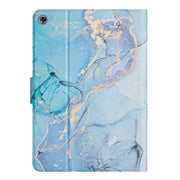 For Huawei MatePad T10s Marble Pattern Leather Tablet Case(Blue)