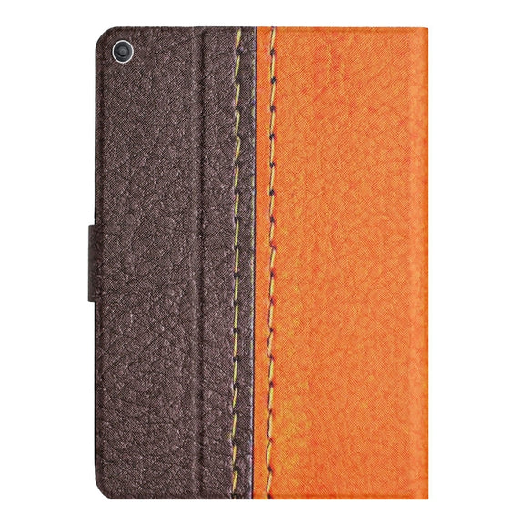 For Amazon Kindle Fire HD 10 2015 Stitching Solid Color Smart Leather Tablet Case(Orange)