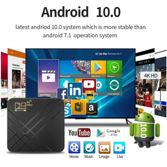 D9 PRO 2.4G/5G WIFI 4K HD Android TV Box, Memory:8GB+128GB(AU Plug)
