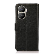 For Honor X40i KHAZNEH Side-Magnetic Litchi Texture Genuine Leather RFID Phone Case(Black)