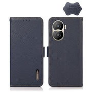 For Honor X40i KHAZNEH Side-Magnetic Litchi Texture Genuine Leather RFID Phone Case(Blue)