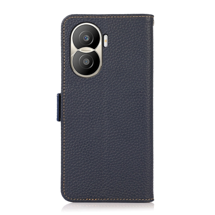 For Honor X40i KHAZNEH Side-Magnetic Litchi Texture Genuine Leather RFID Phone Case(Blue)