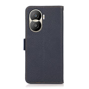 For Honor X40i KHAZNEH Side-Magnetic Litchi Texture Genuine Leather RFID Phone Case(Blue)
