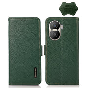 For Honor X40i KHAZNEH Side-Magnetic Litchi Texture Genuine Leather RFID Phone Case(Green)