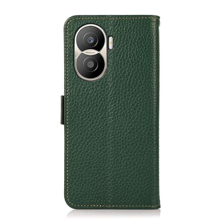 For Honor X40i KHAZNEH Side-Magnetic Litchi Texture Genuine Leather RFID Phone Case(Green)