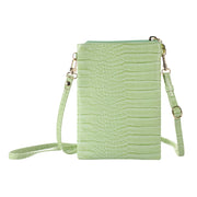 Stone Texture Card Holder Mobile Phone Zipper Bag with Long Strap(Green)