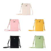 Stone Texture Card Holder Mobile Phone Zipper Bag with Long Strap(Pink)