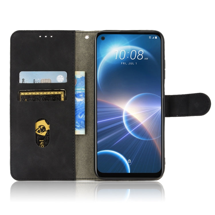 For HTC Desire 22 Pro Skin Feel Magnetic Flip Leather Phone Case(Black)
