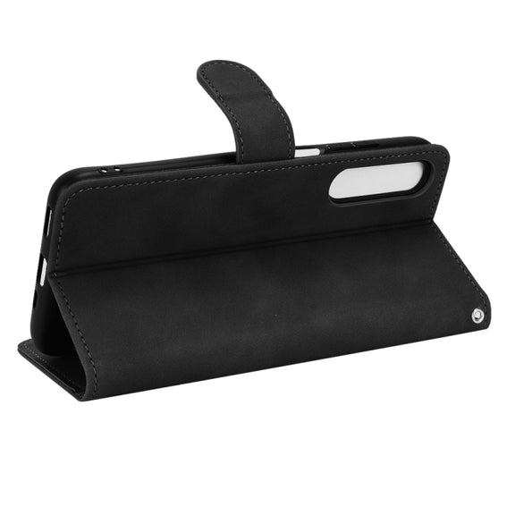 For HTC Desire 22 Pro Skin Feel Magnetic Flip Leather Phone Case(Black)