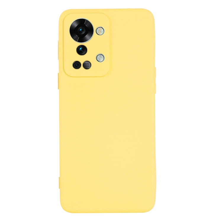 For OnePlus Nord 2T Pure Color Liquid Silicone Shockproof Phone Case(Yellow)