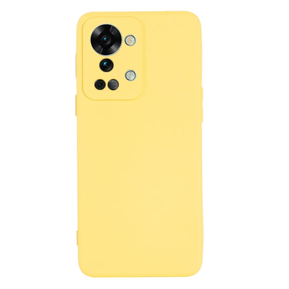For OnePlus Nord 2T Pure Color Liquid Silicone Shockproof Phone Case(Yellow)