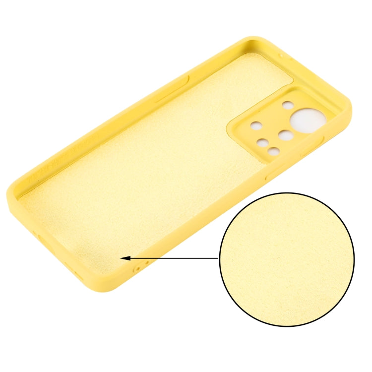 For OnePlus Nord 2T Pure Color Liquid Silicone Shockproof Phone Case(Yellow)
