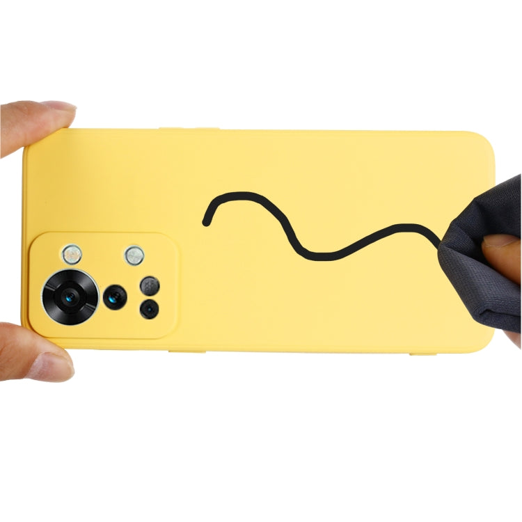 For OnePlus Nord 2T Pure Color Liquid Silicone Shockproof Phone Case(Yellow)