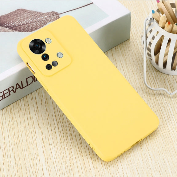 For OnePlus Nord 2T Pure Color Liquid Silicone Shockproof Phone Case(Yellow)