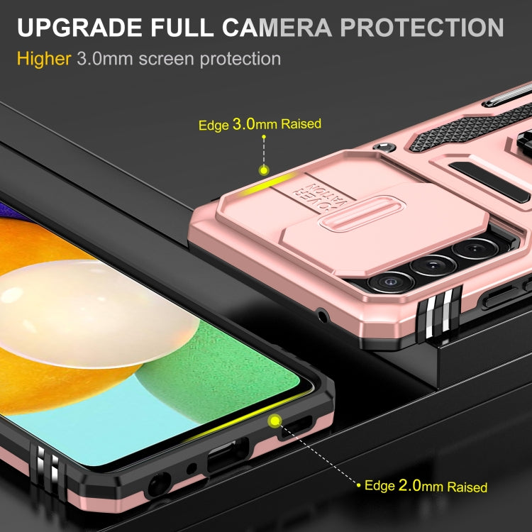 For Samsung Galaxy A52 5G/4G Armor PC + TPU Camera Shield Phone Case(Rose Gold)