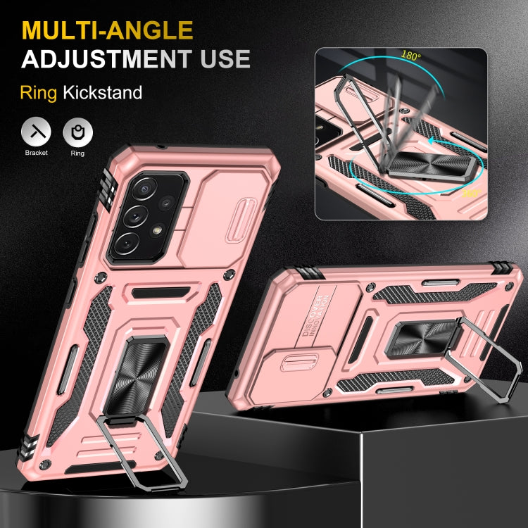 For Samsung Galaxy A52 5G/4G Armor PC + TPU Camera Shield Phone Case(Rose Gold)