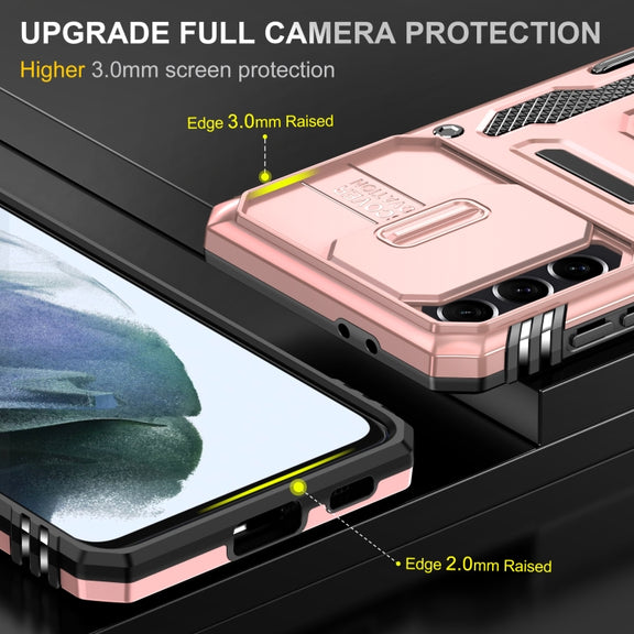 For Samsung Galaxy S21 5G Armor PC + TPU Camera Shield Phone Case(Rose Gold)