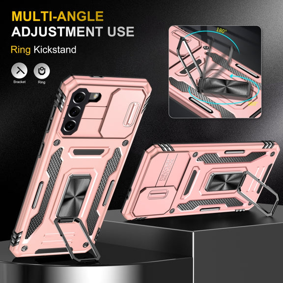 For Samsung Galaxy S21 5G Armor PC + TPU Camera Shield Phone Case(Rose Gold)