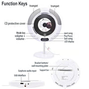 Kecag KC-607 Wall Mounted Bluetooth Compact Disc Album CD Player(White)