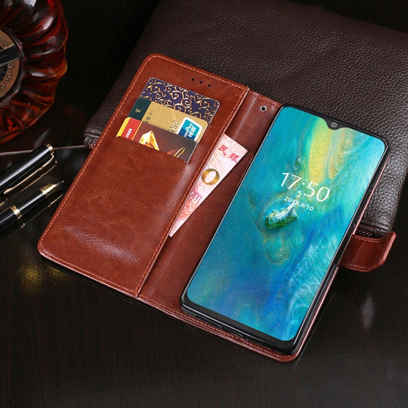 For Cubot P30 idewei Crazy Horse Texture Horizontal Flip Leather Case with Holder & Card Slots & Wallet(Sky Blue)