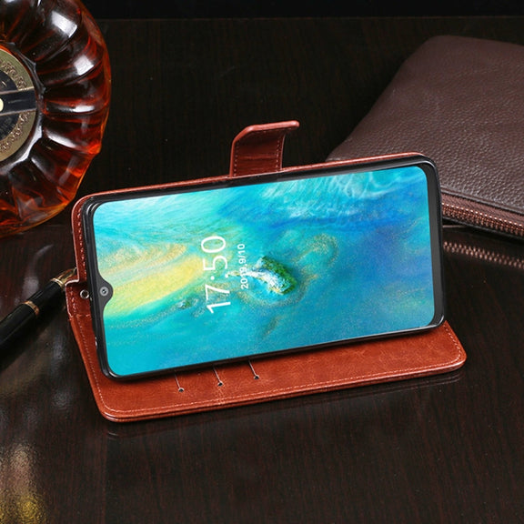 For Cubot P30 idewei Crazy Horse Texture Horizontal Flip Leather Case with Holder & Card Slots & Wallet(Red)
