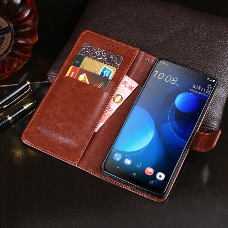 For HTC Desire 19+ idewei Crazy Horse Texture Horizontal Flip Leather Case with Holder & Card Slots & Wallet(Yellow)