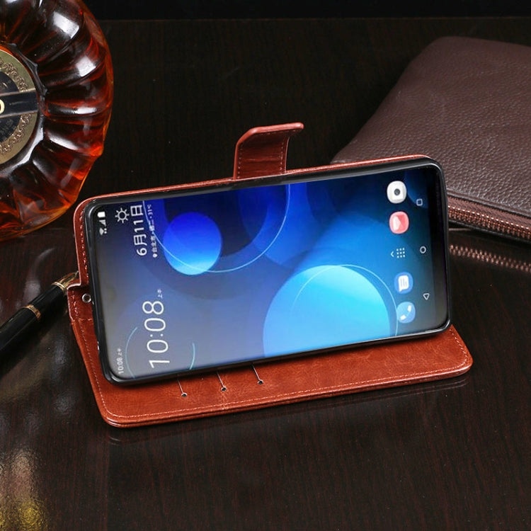 For HTC Desire 19+ idewei Crazy Horse Texture Horizontal Flip Leather Case with Holder & Card Slots & Wallet(Yellow)