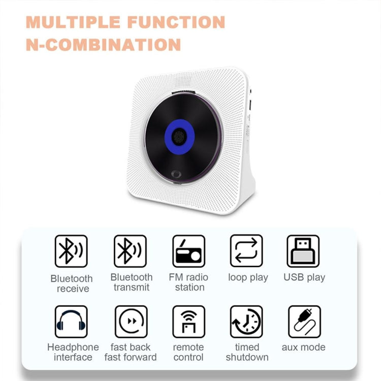 Kecag KC-806 2A Retro Bluetooth Music Disc Album CD Player, Specification:Plug-in Version(White)
