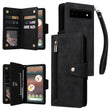 For Google Pixel 6a Rivet Buckle 9 Cards Three Fold Leather Phone Case(Black) - Google Cases by PMC TechLife | Online Shopping South Africa | PMC TechLife | Buy Now Pay Later Mobicred