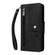 For Google Pixel 6a Rivet Buckle 9 Cards Three Fold Leather Phone Case(Black)