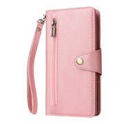 For Google Pixel 6a Rivet Buckle 9 Cards Three Fold Leather Phone Case(Rose Gold)