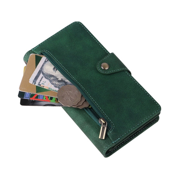 For Google Pixel 6a Rivet Buckle 9 Cards Three Fold Leather Phone Case(Green)