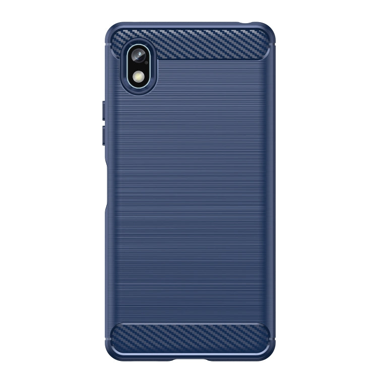 For Sony Xperia Ace III Brushed Texture Carbon Fiber TPU Phone Case(Blue)