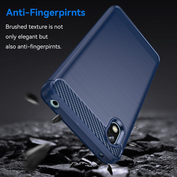 For Sony Xperia Ace III Brushed Texture Carbon Fiber TPU Phone Case(Blue)