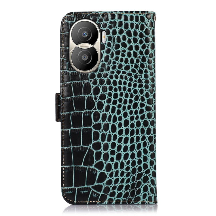 For Honor X40i Crocodile Top Layer Cowhide Leather Phone Case(Green)