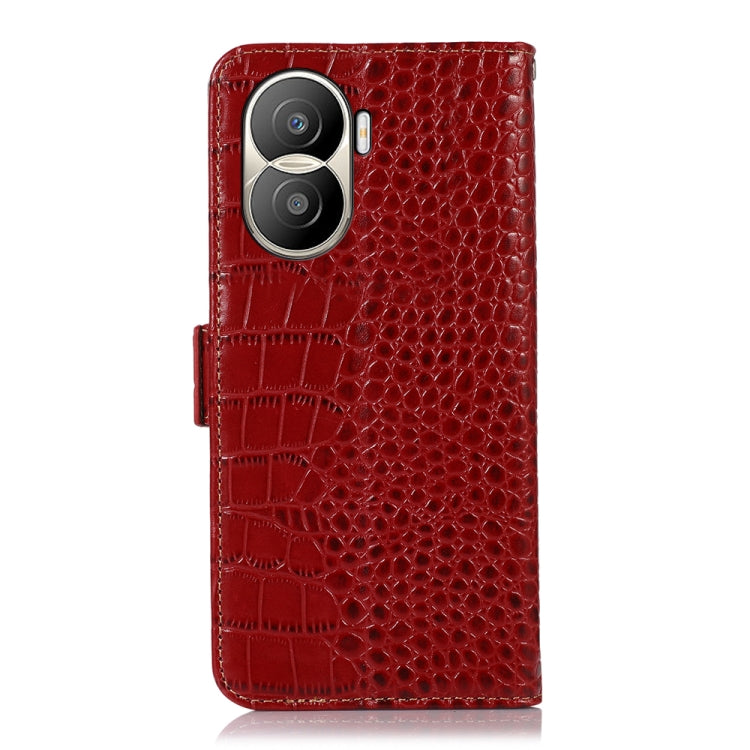 For Honor X40i Crocodile Top Layer Cowhide Leather Phone Case(Red)