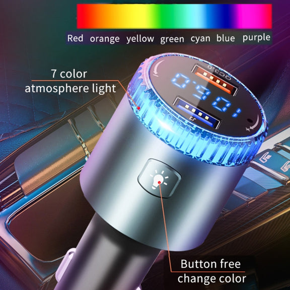 BC77 QC3.0 Fast Charging Car Bluetooth Hands-free MP3 Player FM Transmitter(Navy Blue)