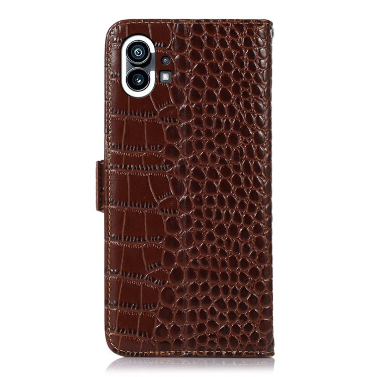 For Nothing Phone 1 Crocodile Top Layer Cowhide Leather Phone Case(Brown)