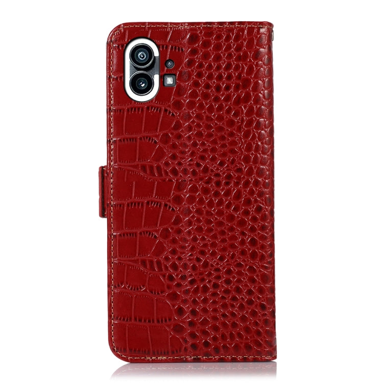 For Nothing Phone 1 Crocodile Top Layer Cowhide Leather Phone Case(Red)