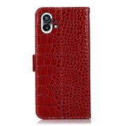 For Nothing Phone 1 Crocodile Top Layer Cowhide Leather Phone Case(Red)