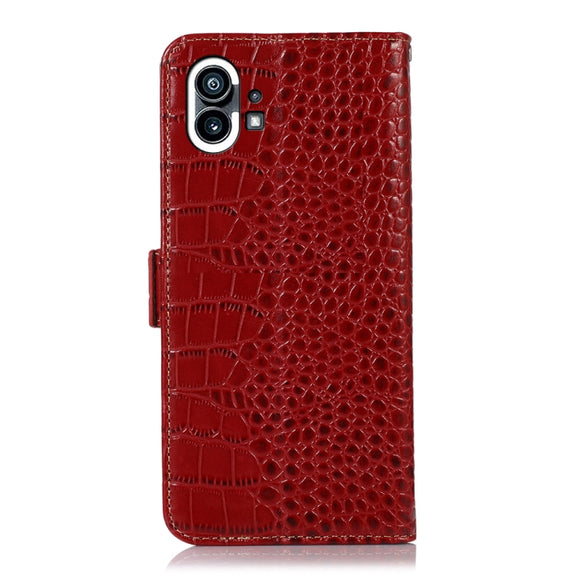 For Nothing Phone 1 Crocodile Top Layer Cowhide Leather Phone Case(Red)