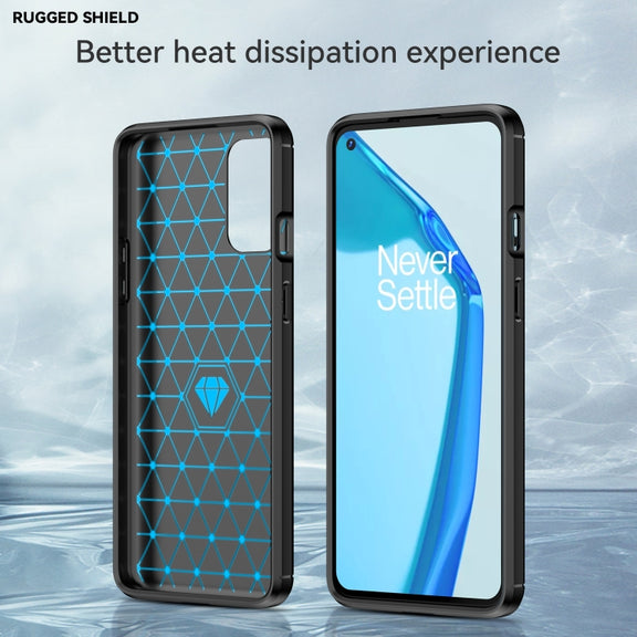 For OnePlus 9R Brushed Texture Carbon Fiber TPU Phone Case(Black)