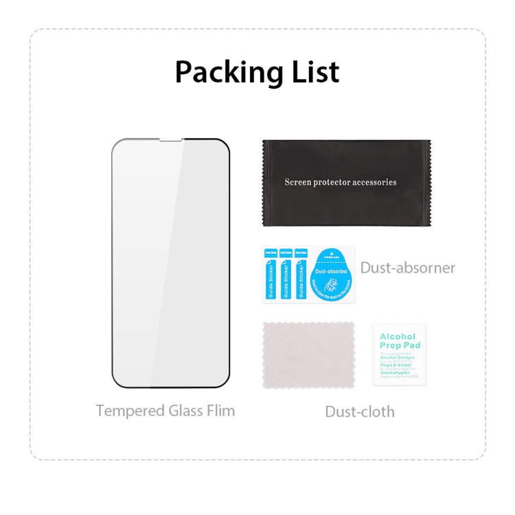 For iPhone 16e / 14 / 13 / 13 Pro 10pcs DUX DUCIS 0.33mm 9H Medium Alumina Tempered Glass Film(Black)
