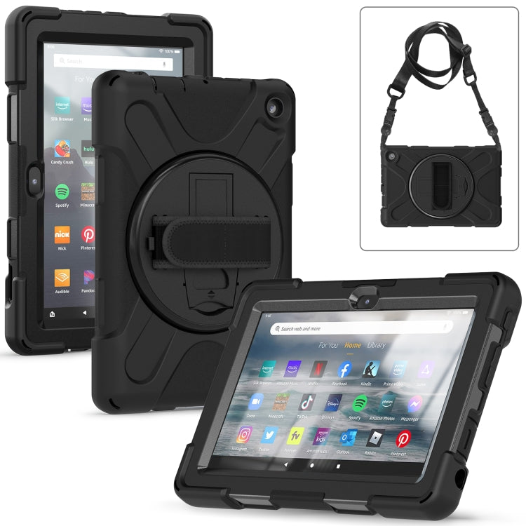 For Amazon Kindle Fire 7 2022 Hard PC Soft Silicone Full Body Tablet Case(Black)