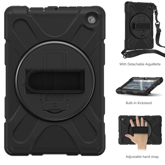 For Amazon Kindle Fire 7 2022 Hard PC Soft Silicone Full Body Tablet Case(Black)