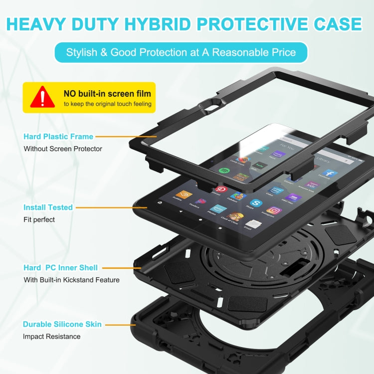 For Amazon Kindle Fire 7 2022 Hard PC Soft Silicone Full Body Tablet Case(Black)
