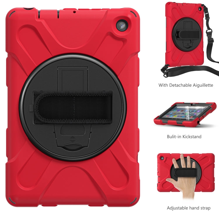 For Amazon Kindle Fire 7 2022 Hard PC Soft Silicone Full Body Tablet Case(Red)