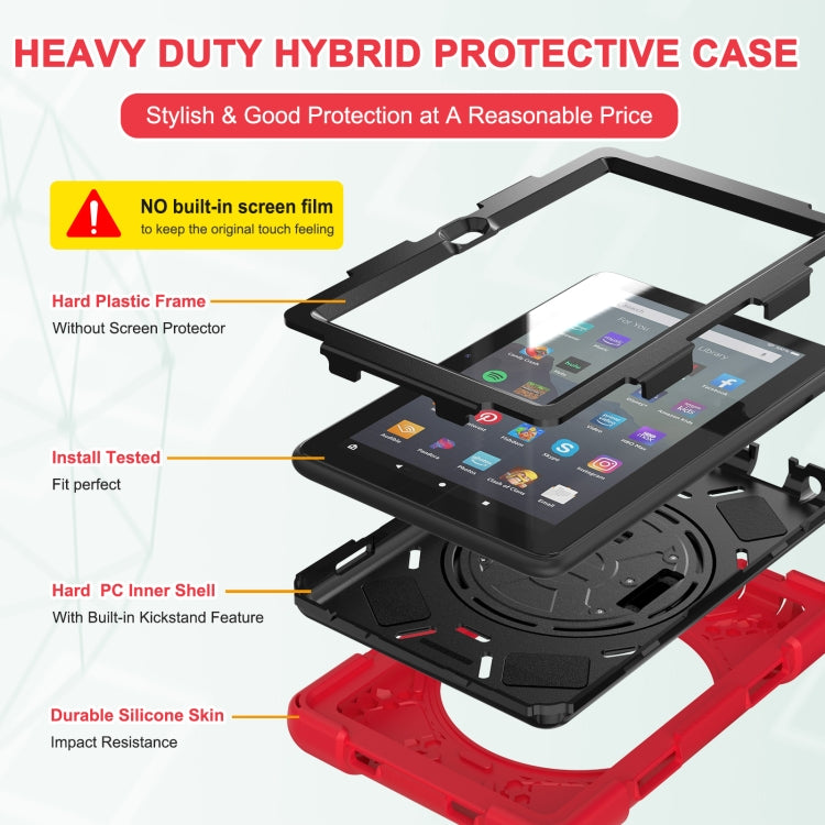 For Amazon Kindle Fire 7 2022 Hard PC Soft Silicone Full Body Tablet Case(Red)