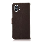 For Nothing Phone 1 KHAZNEH Side-Magnetic Litchi Genuine Leather RFID Phone Case(Brown)